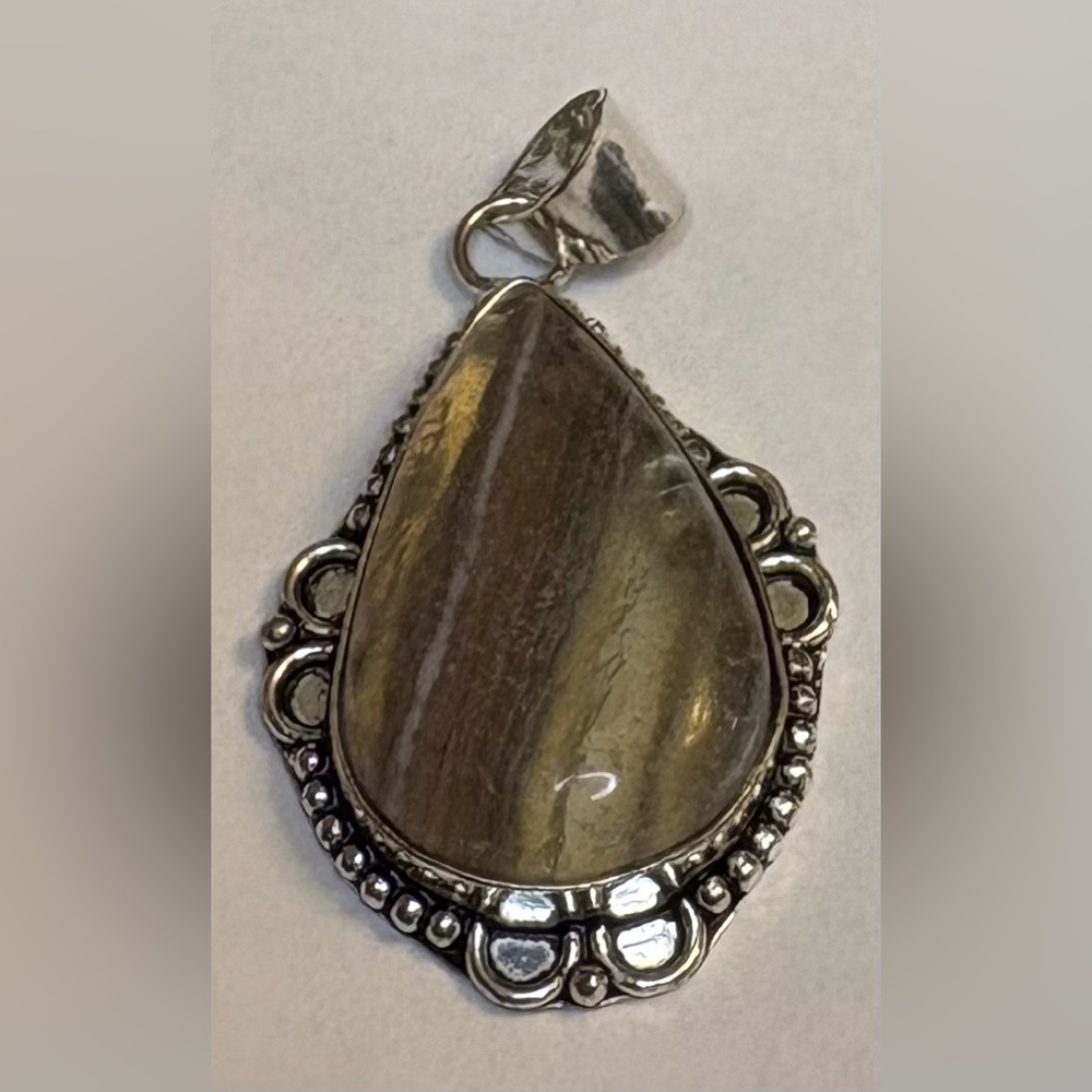 Elegant Silver and Brown Teardrop Pendant Smokey Quartz
